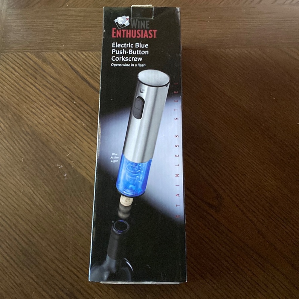 Electric Blue Push-Button Corkscrew